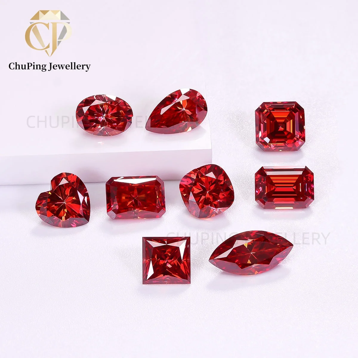 Garnet Red Fancy Color Moissanite 0.8~3ct Mixed Cuts GRA Certified Lab Grown Loose Gemstones Jewelry Accent Stones Wholesale