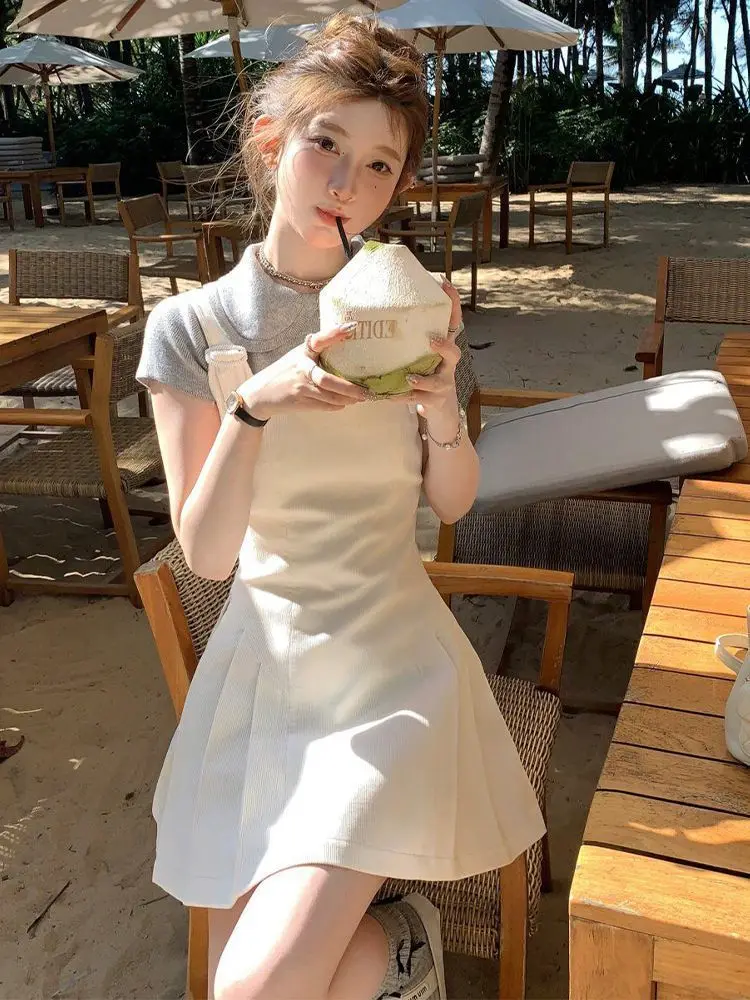 2025 Women's 2-Piece Outfit Cute Baby Collar T-Shirts & Jumper Mini Dress  Set for Petite Girls Summer Casual Dresses Fashion - AliExpress 200000345