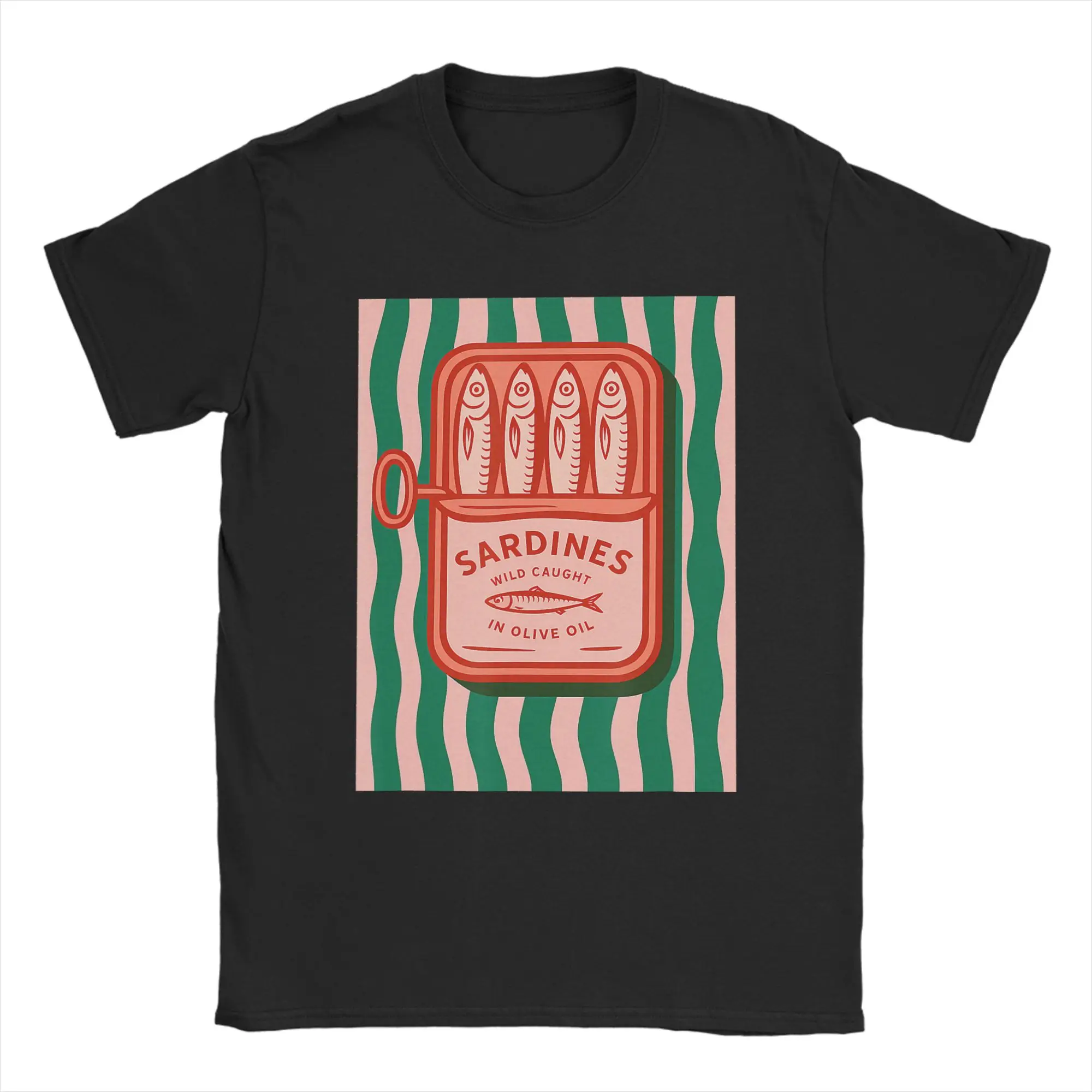 Men Sardines Tinned Fish Retro Graphic Summer T-Shirts Clothes Summer Streetwear Short Sleeve T Shirt O-Neck Tee Shirt Plus Size