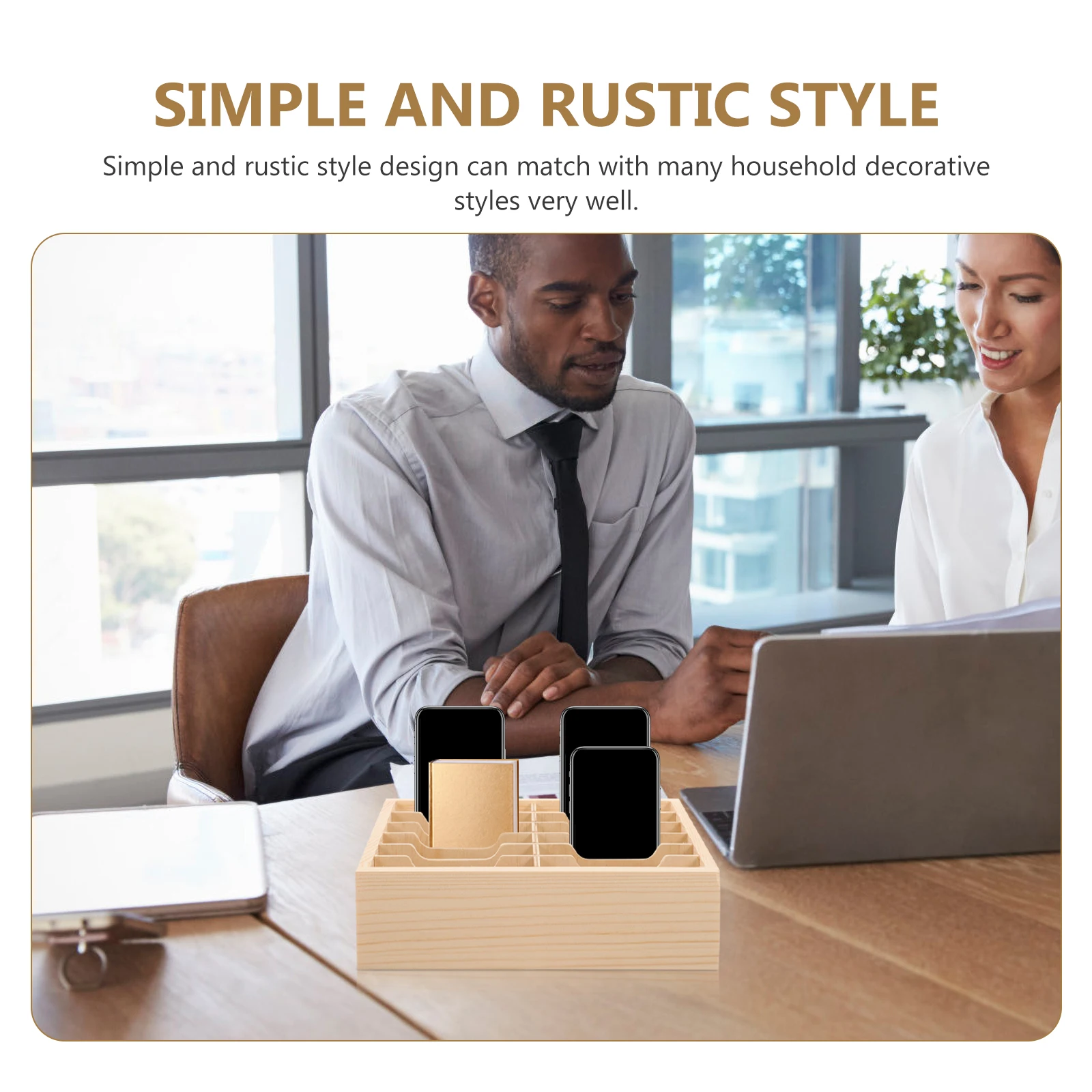 

Desktop Wooden Phone Organizing Box Multi Compartment Storage Case for Mobile Cell Phone Management Holder Home Supply