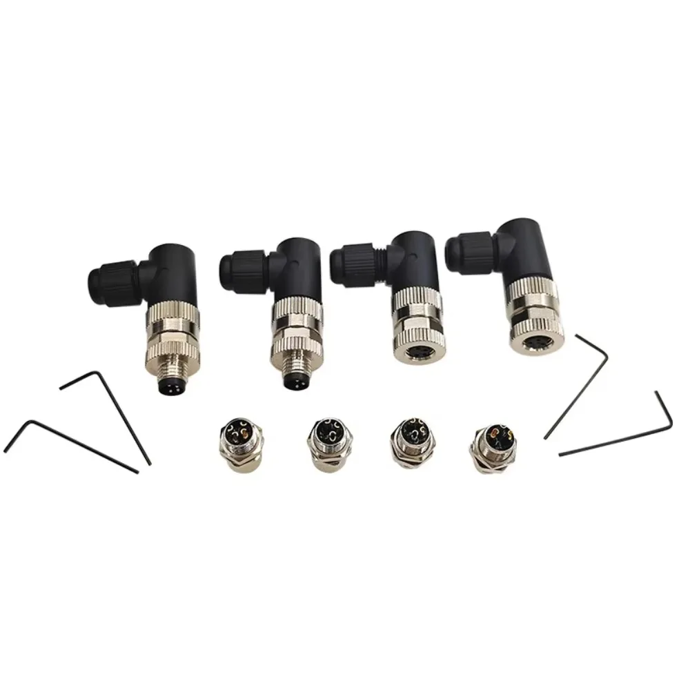 

10 Conectores Sensor M8 Impermeables Macho/Hembra, Acoplamiento Roscado Angular 3 y 4 Pines para Electrónica