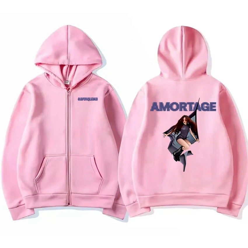 2025 جديد في Jisoo زلزال مزدوج الوجهين طباعة قلنسوة بسحاب harajuku البلوز الرجال النساء جاكيت من الصوف معطف للجنسين الملابس #6