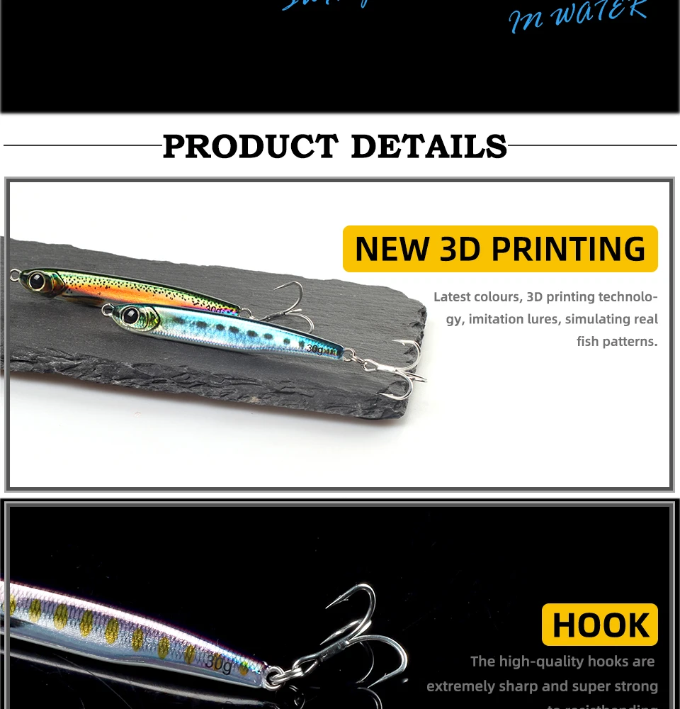 LETOYO 30g 40g 60g Angelköder Metall-Jig Künstlicher Harter Köder Slow Pitch Jigging Köder Bass Metall-Jig UV Kunstköder Barsch-Angelzubehör – Detail 4