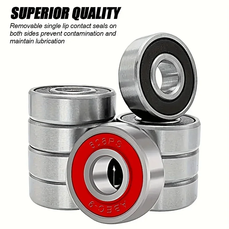 6/12/20pcs 608RS/608ZZ Bearings, Durable Carbon Steel Ball Bearings Skateboards, Longboards, Inline Skates, Roller Skates