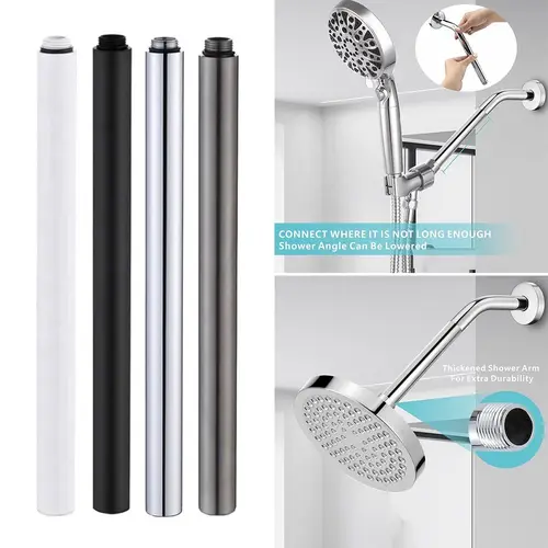 Imagen 2 del producto Nueva varilla de extensión de ducha de acero inoxidable, tubo de extensión redondo de 30cm, accesorios de baño