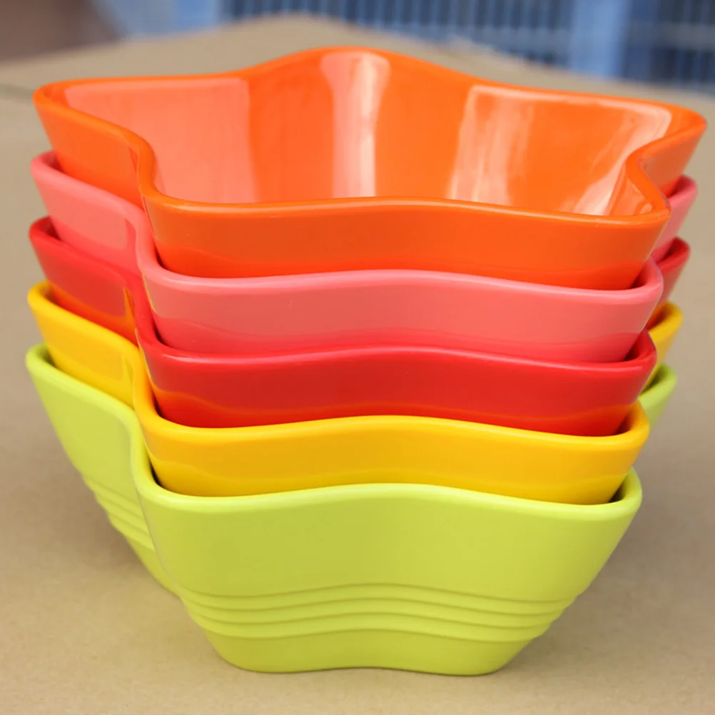 

1 pc Children Anti-Fall Bowl 16X15.5X5.4Cm Melamine Star Dessert Bowl Fruit Plate Salad Candy Serving Dish Star Shaped Kitchen