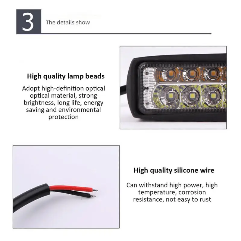 مصباح ليد مسطح للسيارة ، مقاوم للماء ، درجة حرارة عالية ، فائق السطوع ، طاقة عالية ، إكسسوارات سيارة ، مصباح عمل ، سيارة ، 54 وات