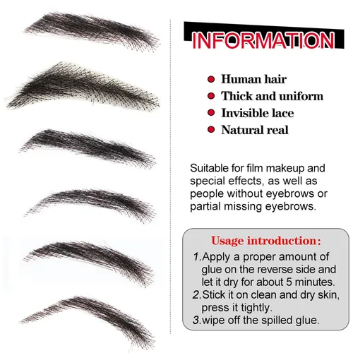 Imagen 2 del producto WIGUNDLE, cejas para mujeres/hombres, seis estilos, 100% cabello humano, tejido Artificial, encaje, cabello para trabajadores, pelucas de cejas trenzadas