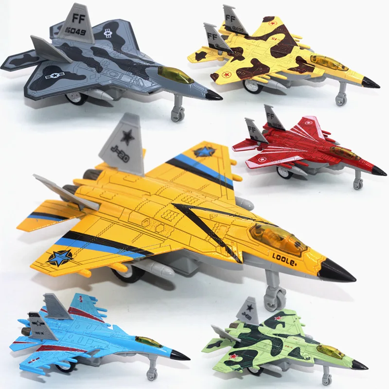 سبيكة مقاتلة طائرة نموذج J-15 J-20 F-15 F-22 MiG-29 SU-27 محاكاة دييكاست نموذج طائرة التراجع سلسلة لعبة أطفال هدية