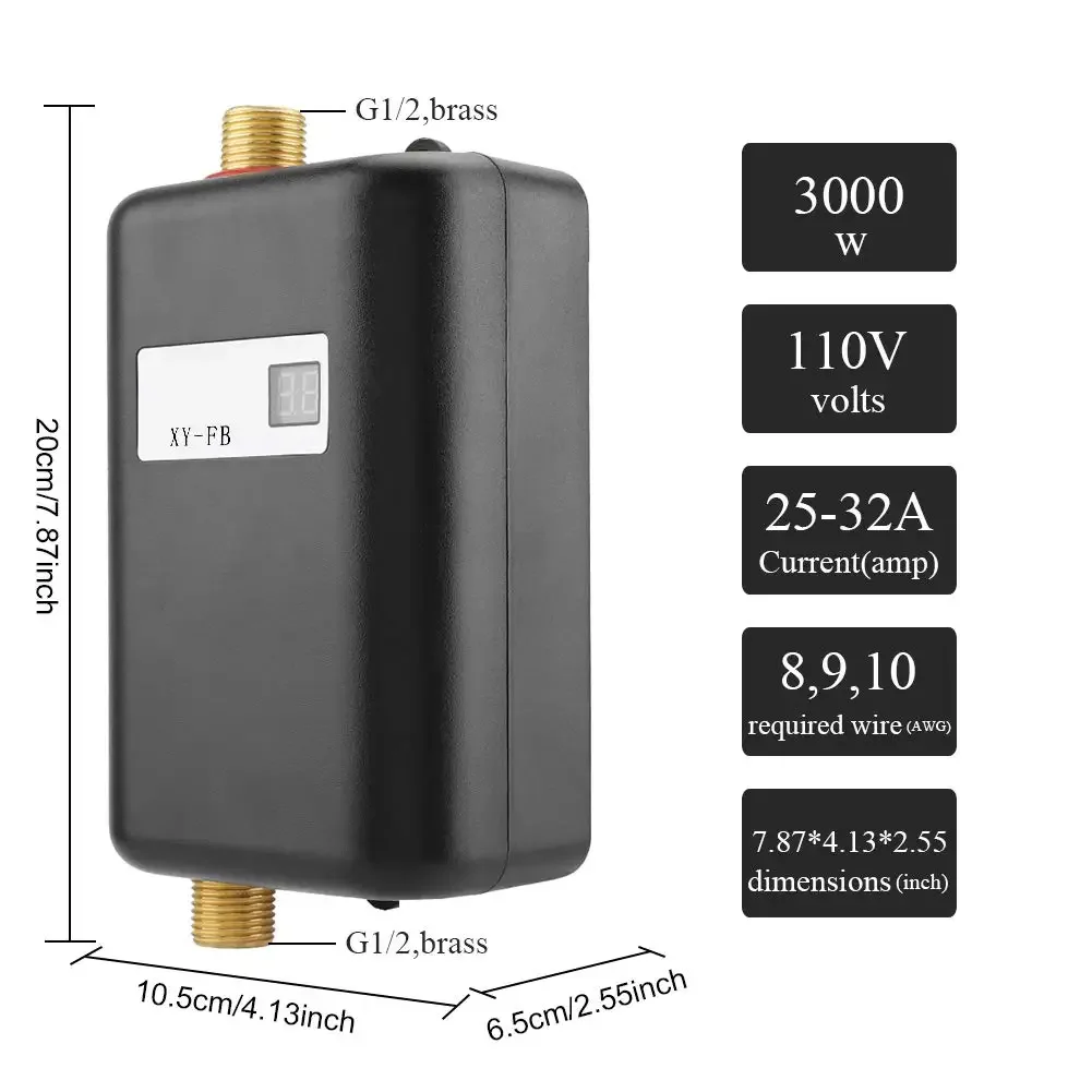 3800W Newest Water Heater Instant Water Heater Tankless Instantaneous Faucet Tap Kitchen Hot Water Crane LED Digital