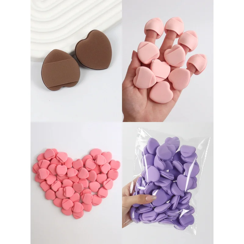 50Pcs Hydrophilic Finger Puff Set - Velour Non-Absorbent for Detail Foundation & Concealer | Salon-Grade Mini Applicators
