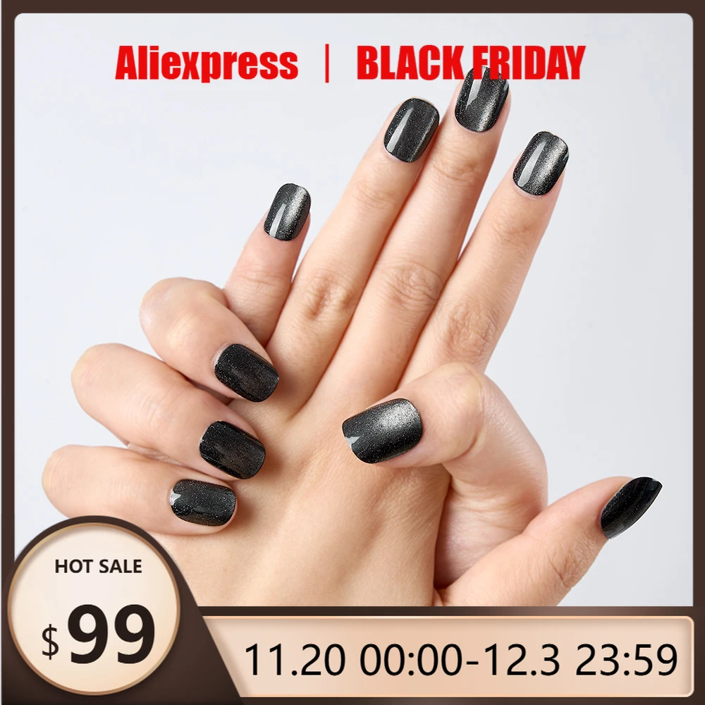 

10PCS/Set Short Handmade Black Press On Nails Cat Eyes Pure Ballerina Decoration Wearable False Nails Full Cover Nail Tips Art