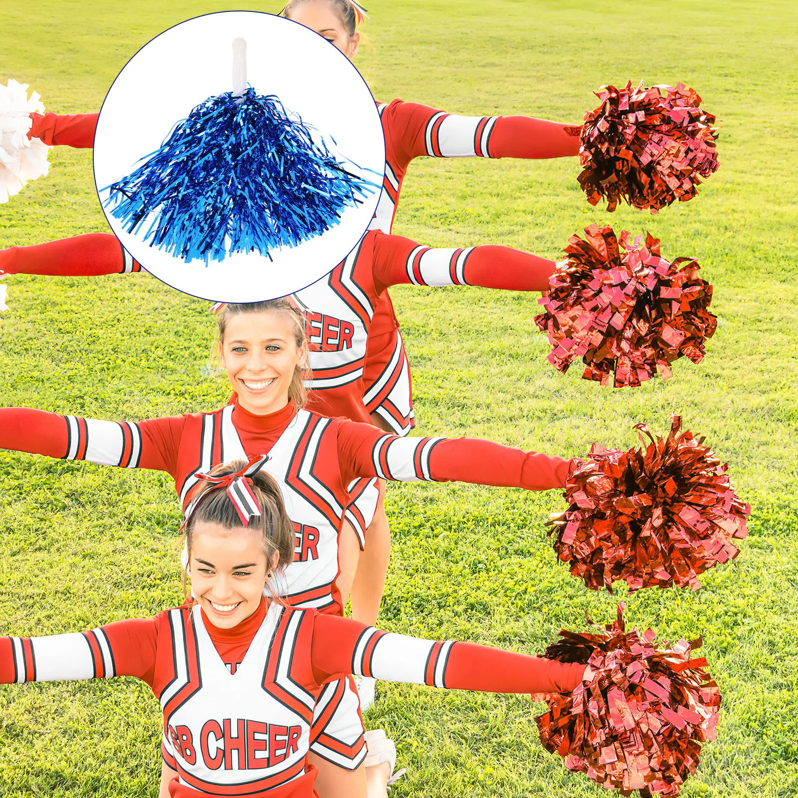 24Pcs Cheerleader Pompoms Glossy Spirited Cheer Props for Christmas Party Halloween Events