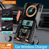 VIKEFON Car Wireless Charger Auto Car Phone Holder Infrared Induction Fast Charging Station for iPhone 15 14 13 Samsung Xiaomi