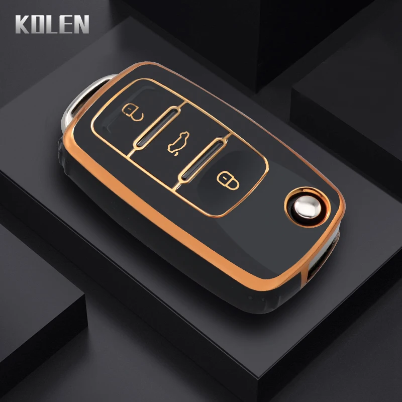 Fashion TPU Car Flip Key Case Cover Shell For VW Volkswagen Polo Golf Passat Beetle Tiguan Skoda Octavia Kodiaq Seat Leon Altea