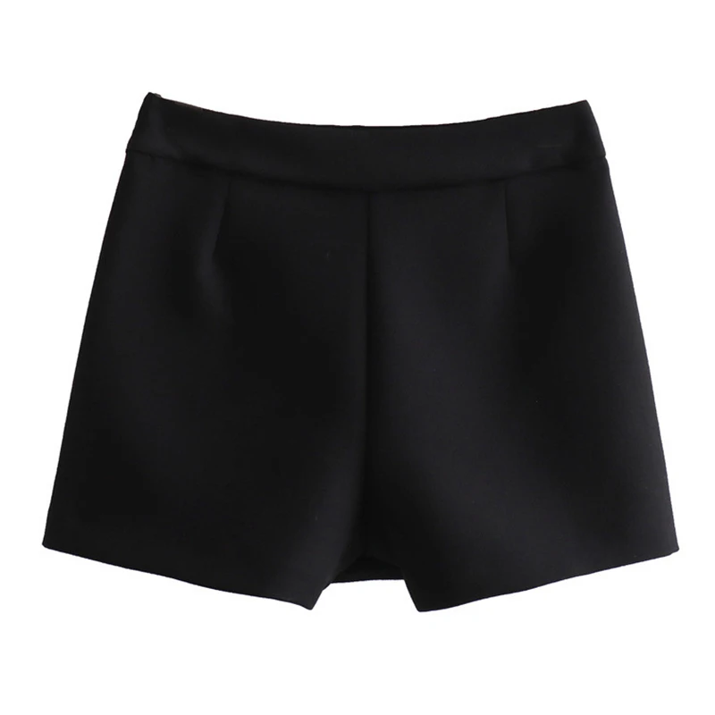 Moda dividir mini shorts saia feminina bolso cintura alta escritório senhoras saias elegante design irregular zíper shorts saias mulher