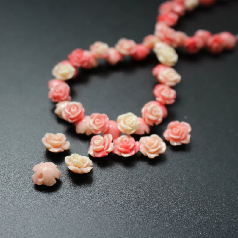 10mm Camelia Flower Bead Double Colored Artificial Coral Beads Multi-Color Mix for Jewelry making Bracelet  DIY Accessoires