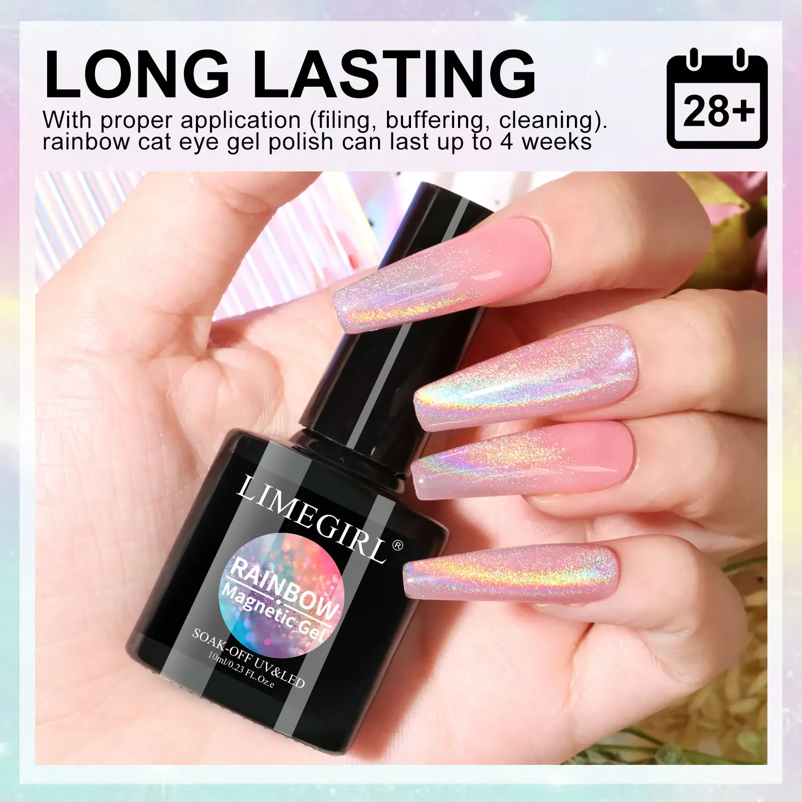 LIMEGIATV-Ensemble de Verhéritage à Ongles Magnétique Coloré Cat Eye, Gel à Paillettes pour Nail Art, Verhéritage à Ongles UV à Trempage Semi-Continu, 10ml