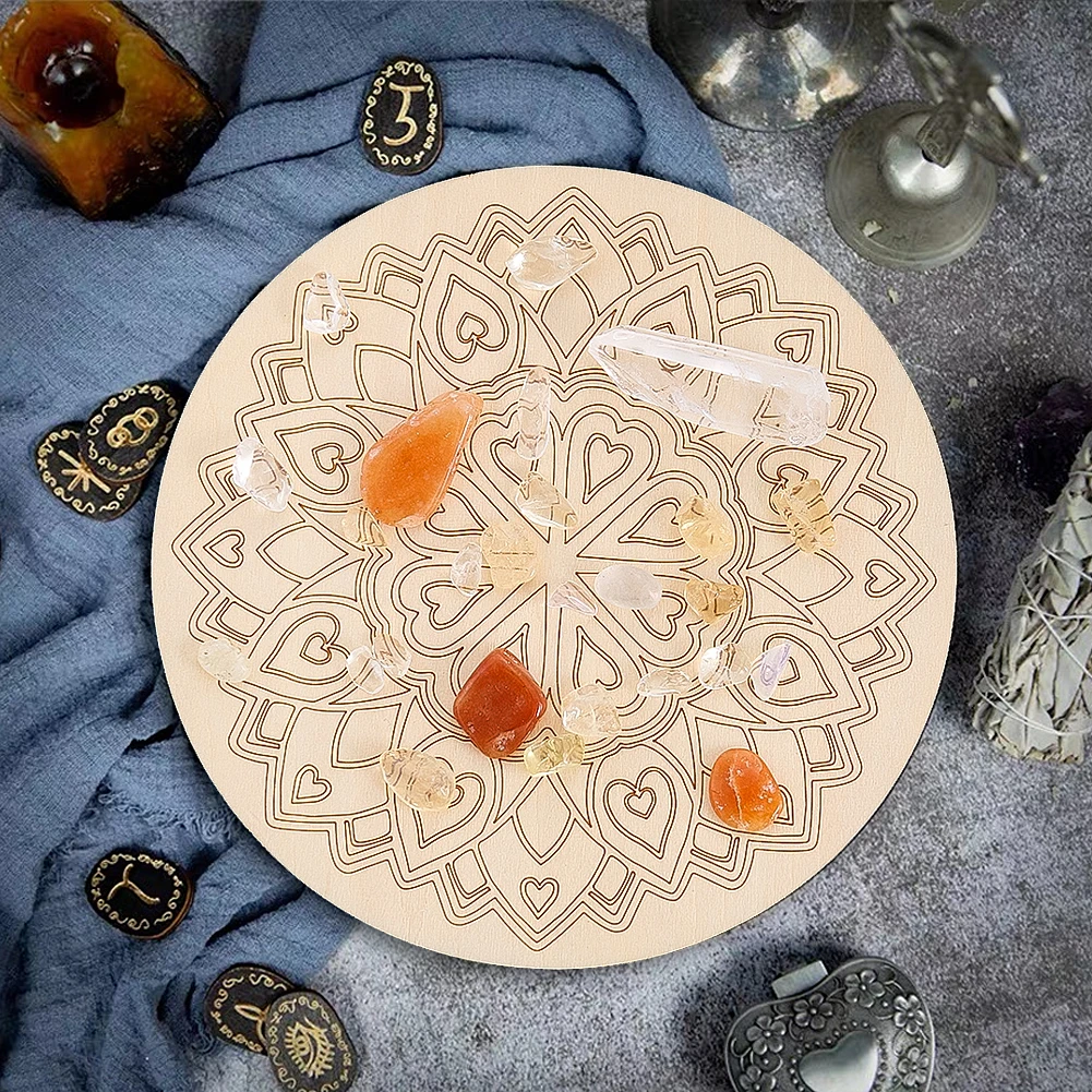 Celestial Handmade Mandala Wooden Board Dining Table Coaster Heat Insulation Mat Yoga Meditation Space Decorations