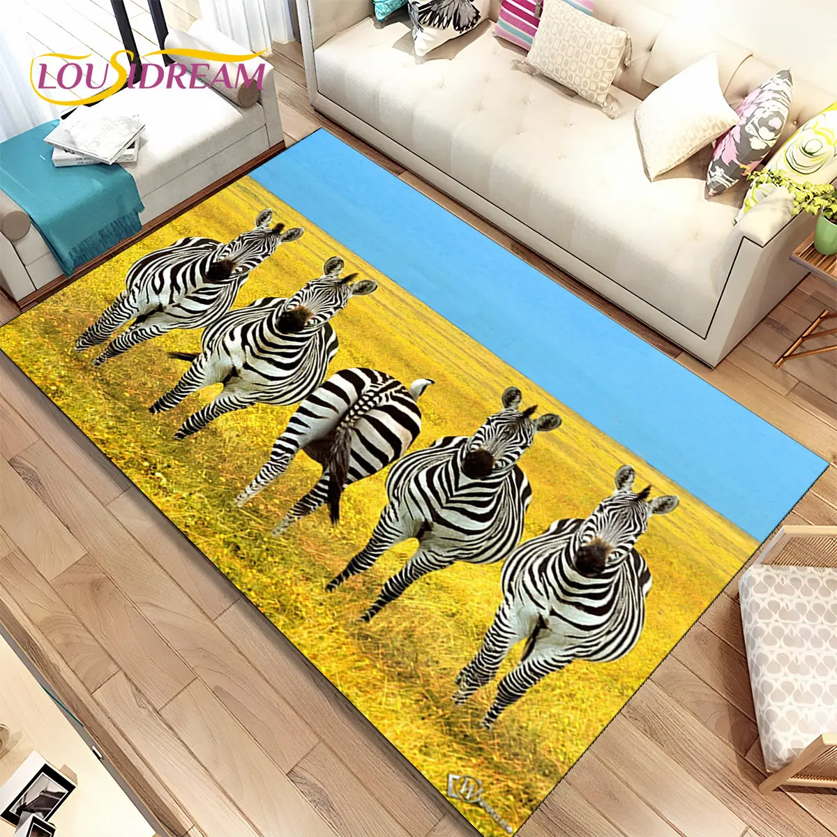 

Zebra Wild Animal Area Rug Large,Carpet Rug for Living Room Bedroom Kitchen Doormat Decoration,Children Play Non-slip Floor Mat