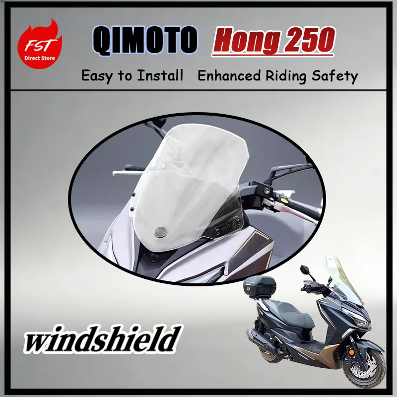 FOR QJMOTOR Hong 250 Thickened Tall Windshield Direct Mount with Original Hole Easy Install Kit for Enhanced Riding Experience