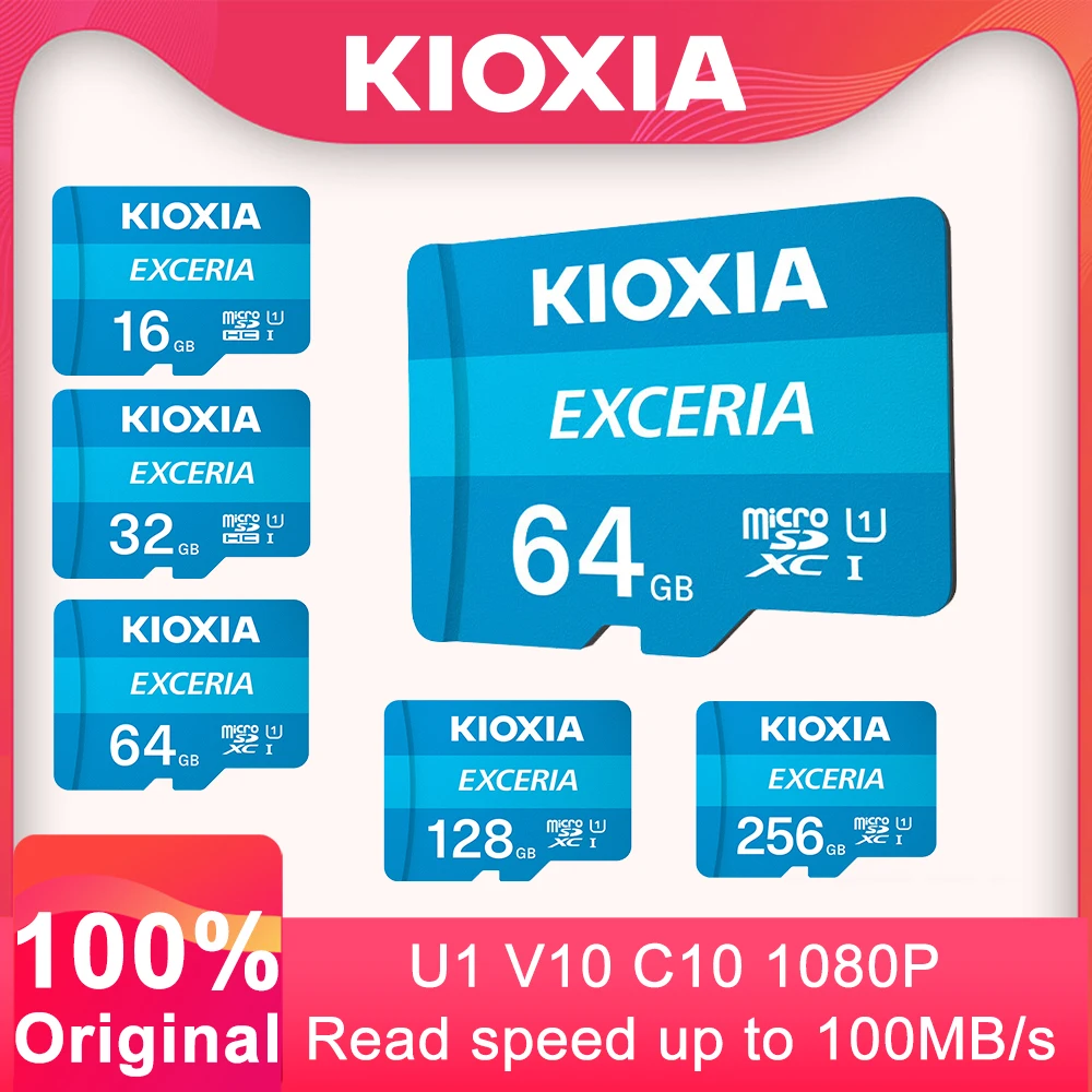 Карта памяти MicroSD KIOXIA EXCERIA U1 16 ГБ 32 ГБ 64 Гб 128 ГБ Class10 A1 TF-карты ранее Toshiba MicroSD для игровых консолей телефонов