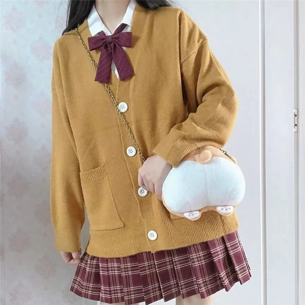 

Women's Knitted Cardigan Sweater Cute Sweet Japanese Style Loose Fit Spring Autumn College Lazy Style Thin Winter Coat