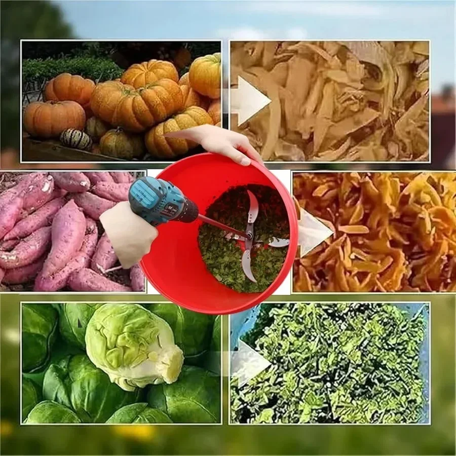 4 Blades Fruit Vegetable Cutter Blade With 50CM Rod Shaft Base Electric Drill Chopper For Farm Pig Feed Crusher Stirring Mixer