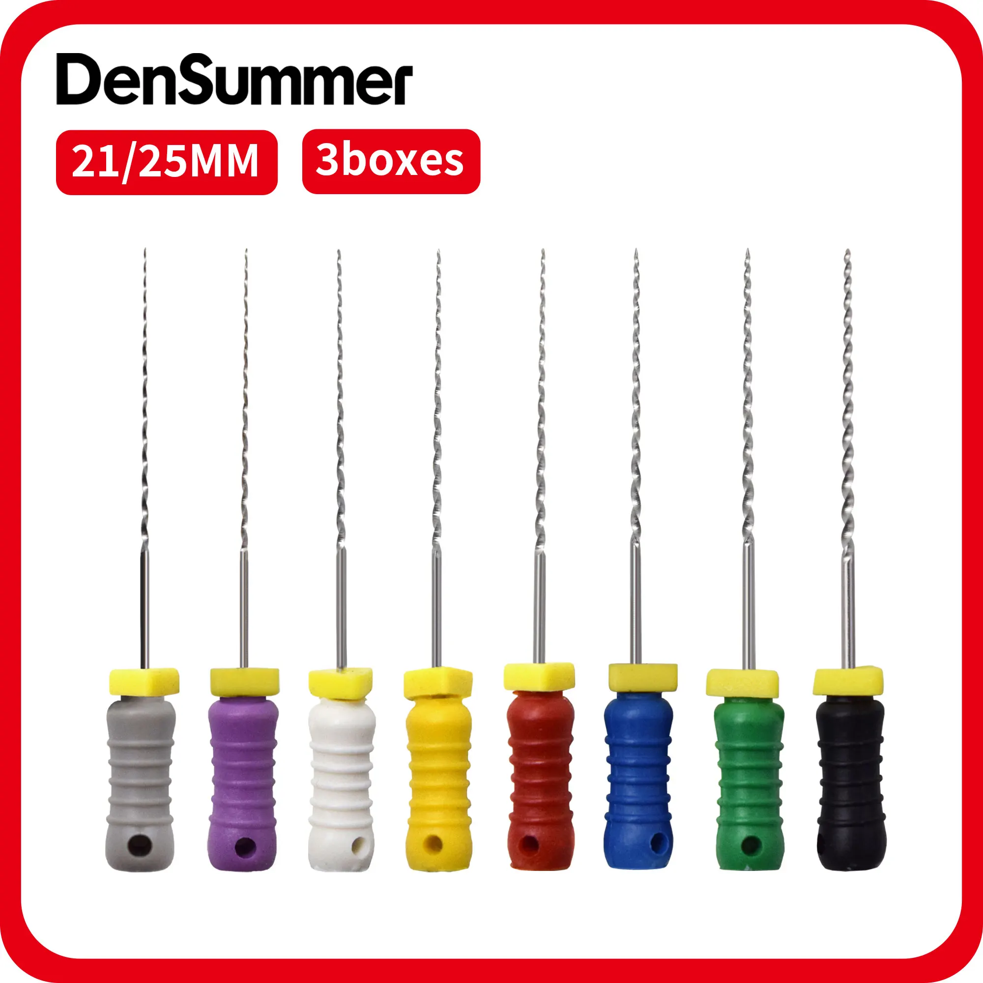 3 Boxes DenSummer Dentistry Cleaning Instrument Endodontic File Nickel-titanium REAMER Files 21/25mm Hand Use Root Canal File