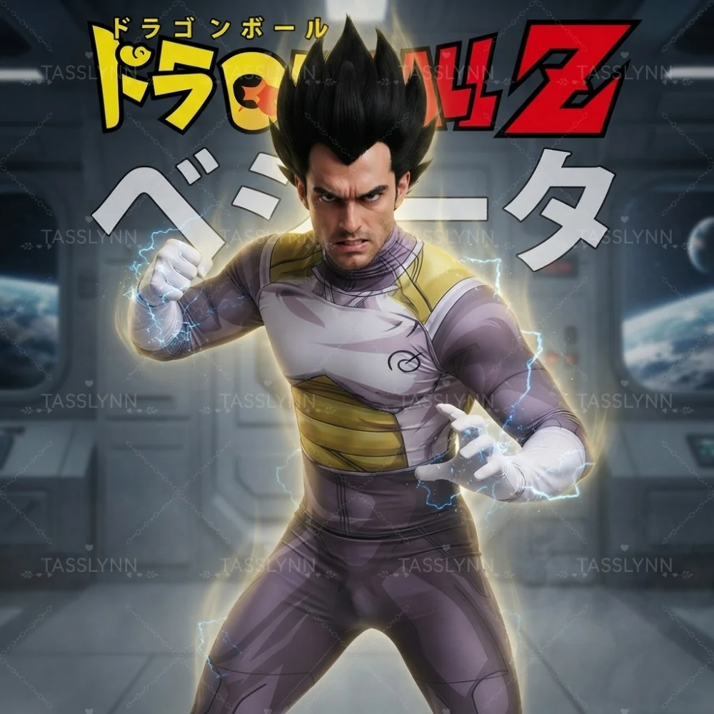 Anime Cosplay Bodysuit, Frieza / Vegeta Full Body Stretch Costume, Halloween Carnival Fancy Dress for Adult Men