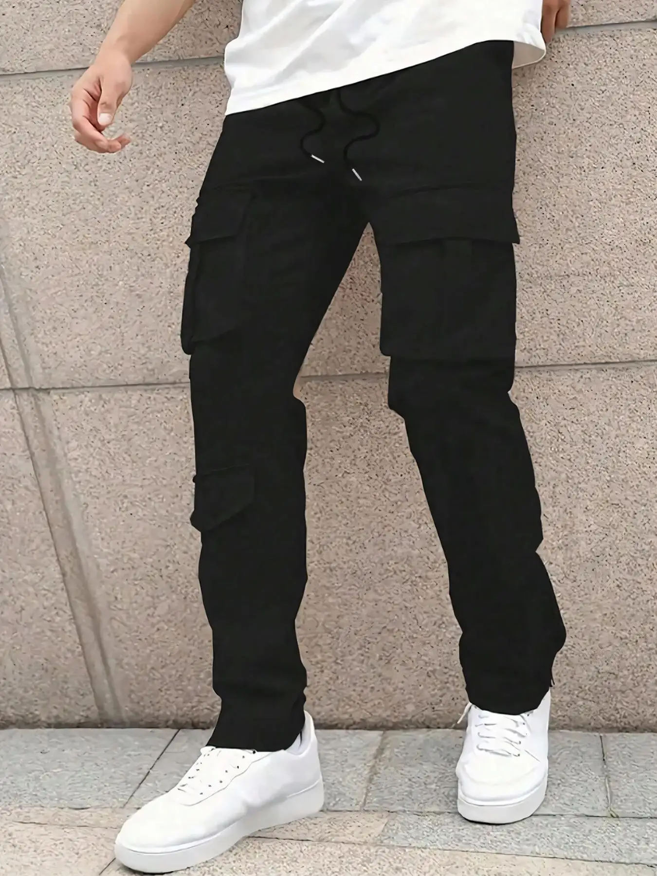 

American Retro Men's Cargo Pants Multiple Pockets Loose Trendy Sports Trousers Workwear Style