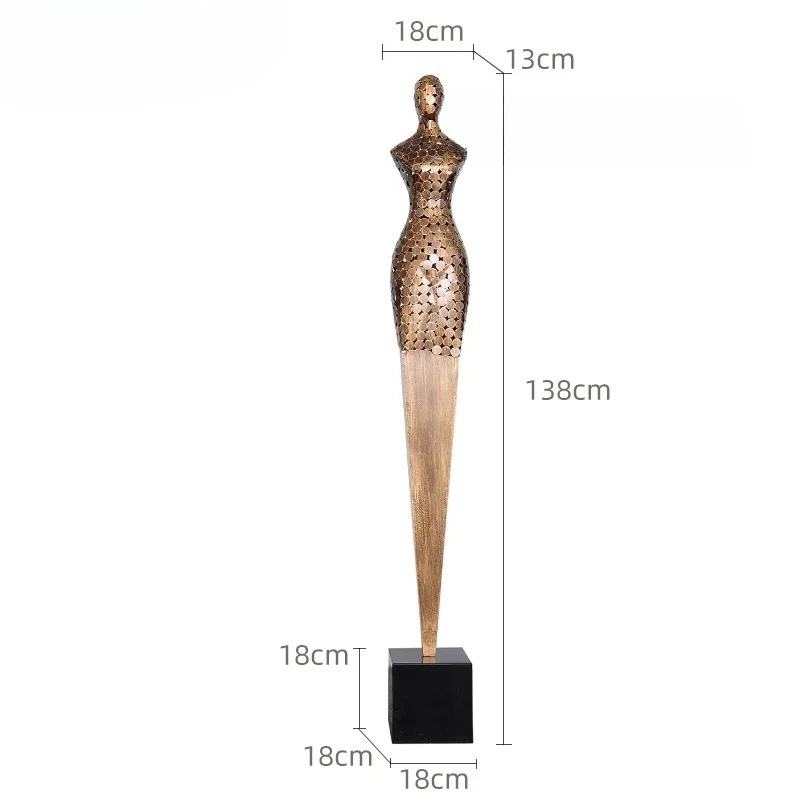 AAHotel Lobby Light Luxury Human-shaped Floor Ornament Abstract Figure Wrought Iron Sculpture Living Room Art Decoration