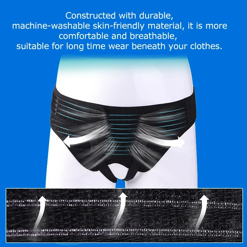 Adjustable Adult Hernia Belt Man Inguinal Groin Support Inflatable Hernia Bag with 2 Removable Compression Pads