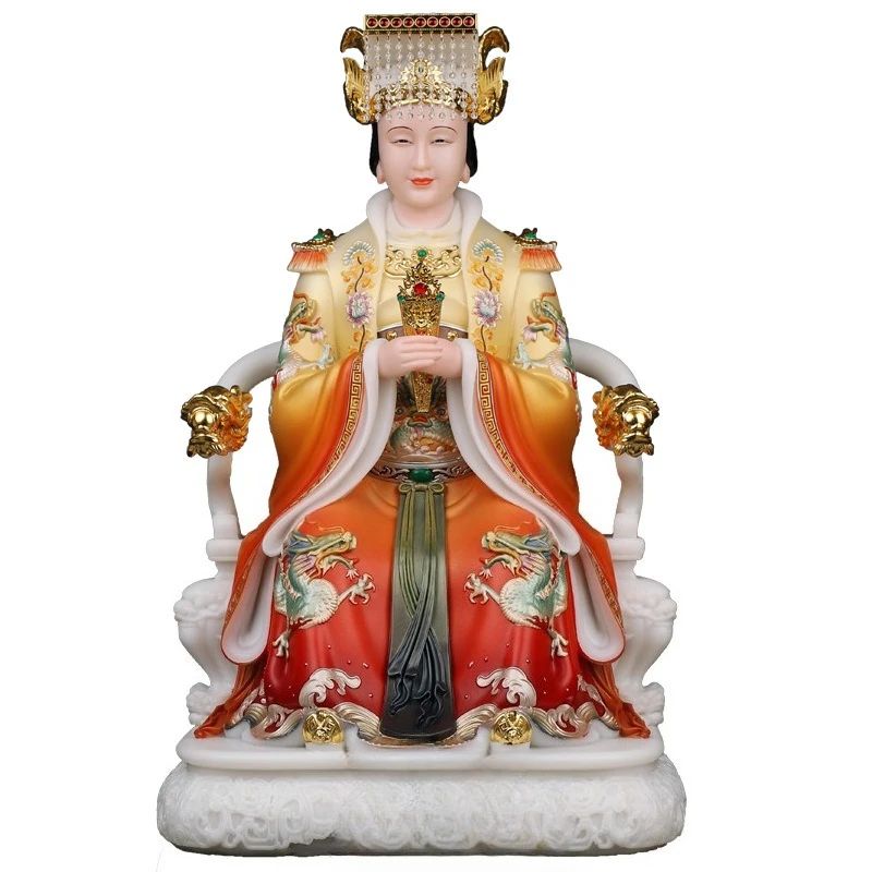 Solid marble Mazu statue, household statue of the Blessed Virgin of Heaven Mazu Empress Buddha statue, home Buddhist hall
