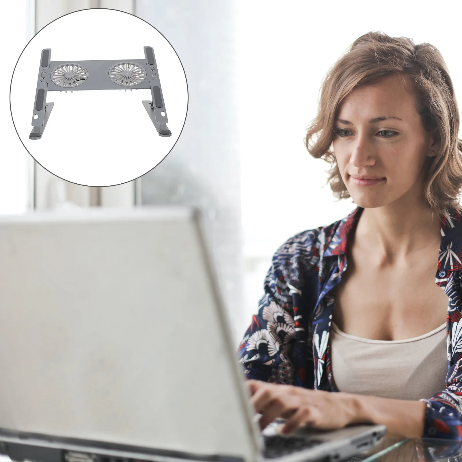 

Laptop Cooling Stand Notebook Cooler Adjustable Fan Heat Sink Gaming Quiet Aluminum Alloy Dissipation Laptop