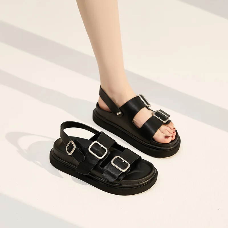 AIYUQI Sandals Women Platform Genuine Leather 2024 Summer New Roman Sandals Women Casual Beach Sandals Women