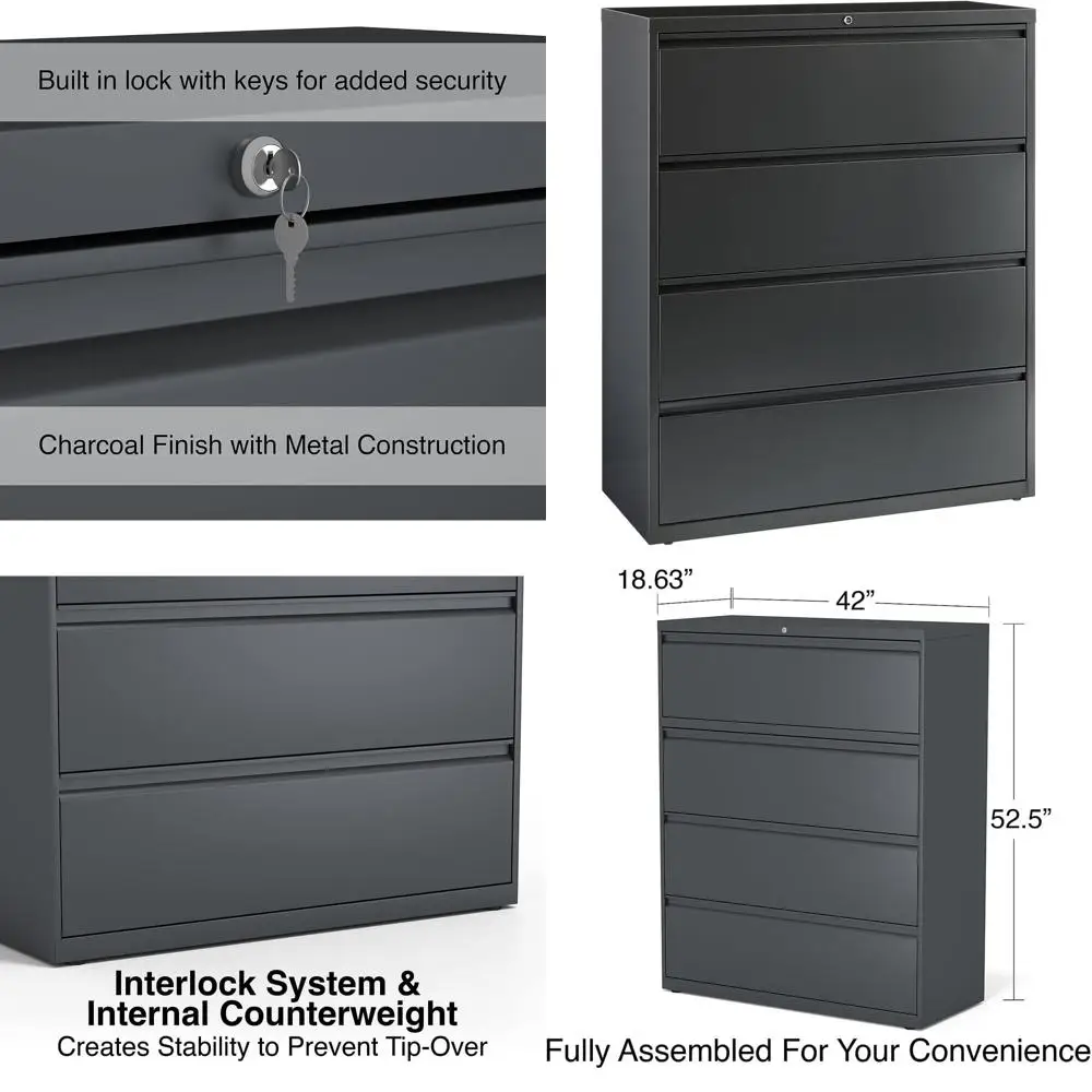 

Charcoal 42x18.625x52.5-Inch Lateral File Cabinet