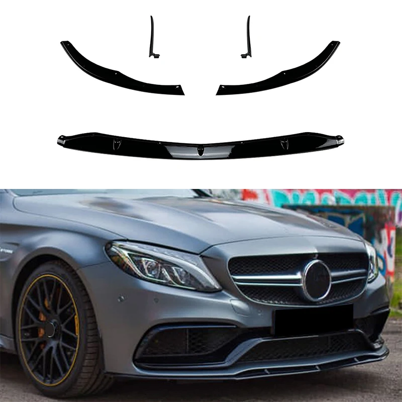 

Front Bumper Lip Spoiler For Mercedes-Benz C-Class W205 C205 S205 C63 AMG 2015-2022 Front Bumper Protector Lower Blade Splitter