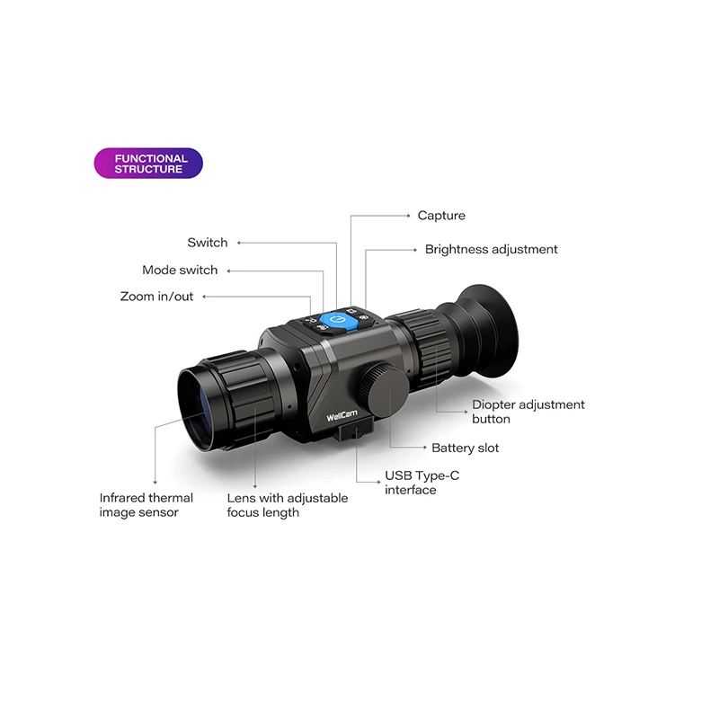 Digital zoom 2X/4X/8X/16X 25mm objectives Lens Infrared thermal monocular night vision scope thermal imaging telescope