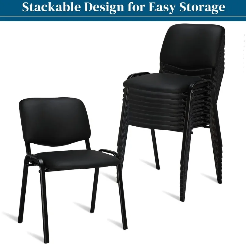 Waiting Room Chairs, 10-Pack PU Church Chairs Conference Stackable Set, Office Guest & Reception Stacking for Meeting Room