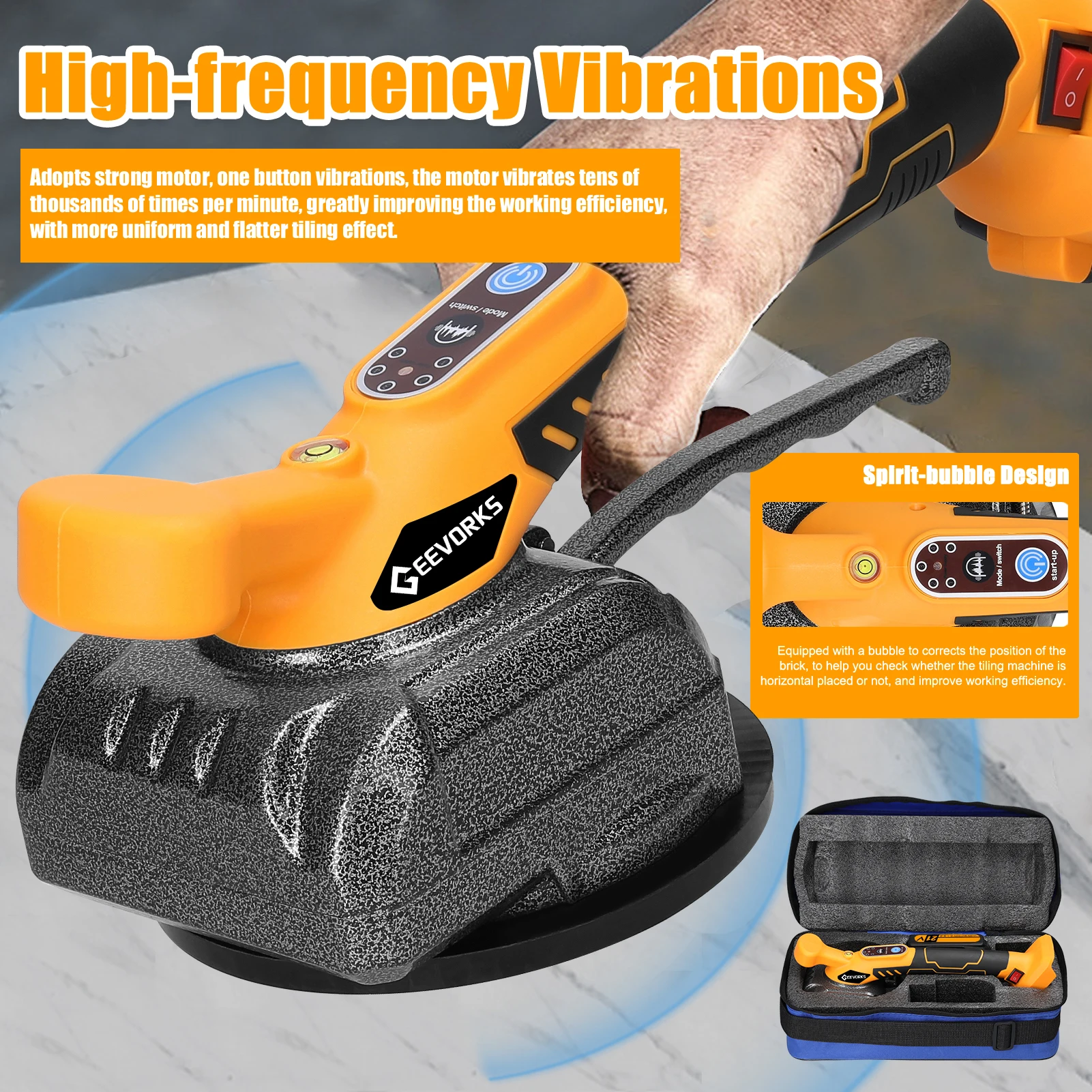 Imagem -04 - Elétrica Automática Ladrilho Máquina Recarregável Floor Deitado Nivelamento Ferramenta Bubble Leveler Ferramentas Elétricas 21v Engrenagens Profissional