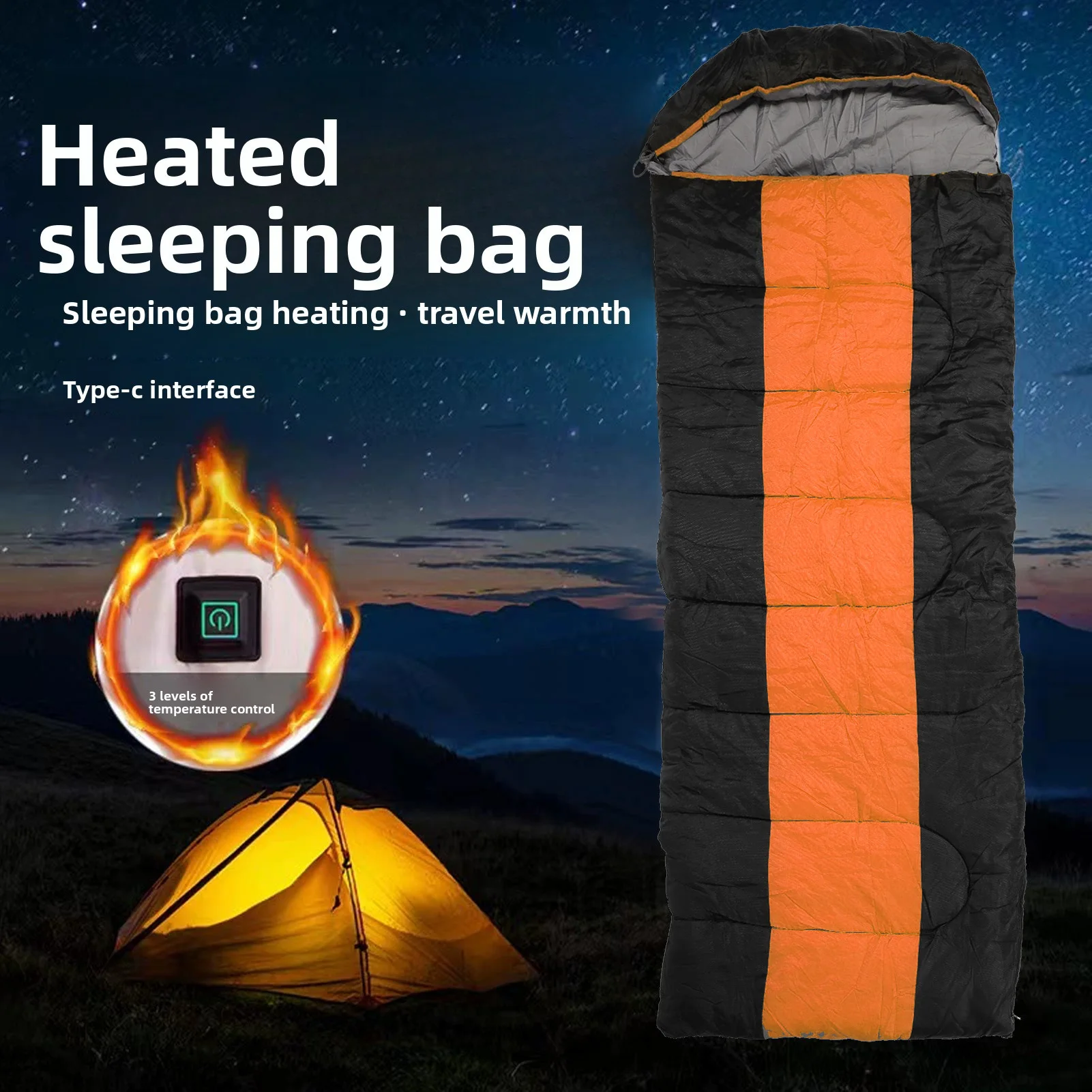 

Спальный мешок с электрическим подогревом, спальный мешок с подогревом, 5 В, с питанием от USB, водонепроницаемый спальный мешок для кемпинга, пешего туризма