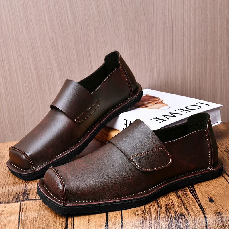 

Мужские кожаные туфли дерби, удобные джентльменские туфли в минималистском стиле для работы в деловом стиле, деловые черно-коричневые платья, новинка класса люкс