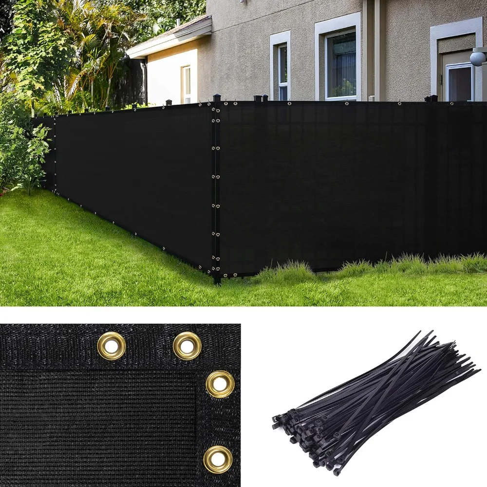 Fence Privacy Screen, Commercial Standard Heavy Duty Windscreen with Bindings & Grommets, 90% Blockage, Cable Zip Ties Included