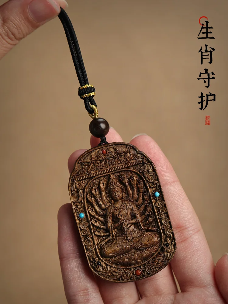 Buddha Sign of the Zodiac Manjusri Bodhisattva Men Necklace and Female Pendant Birth Year Amulet for Peace and Fortune Figurines