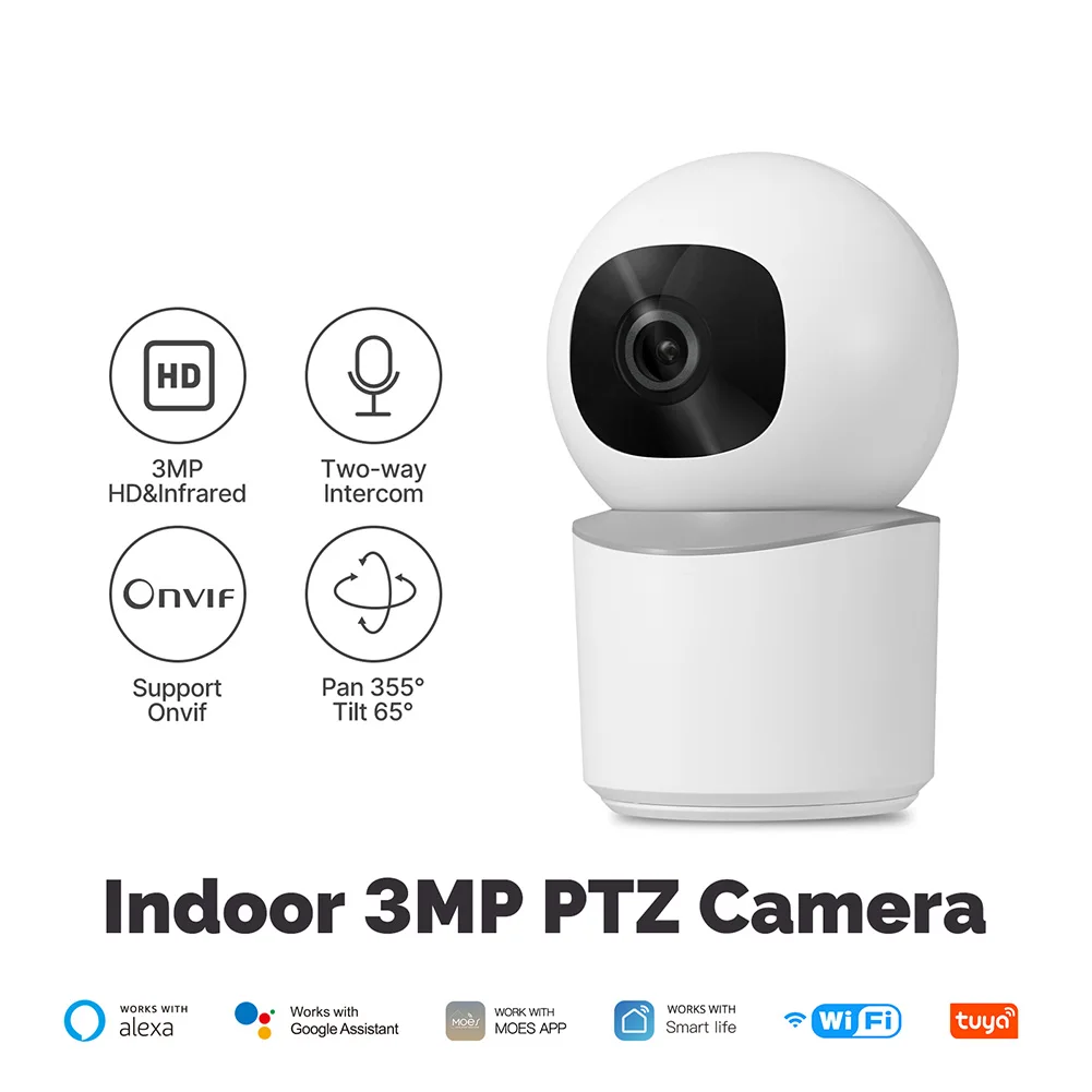 

WiFi Indoor Pan/Tilt Smart Security Camera Infrared Night Vision 3MP Wireless Monitor Camera 2-Way Audio Motion Detection