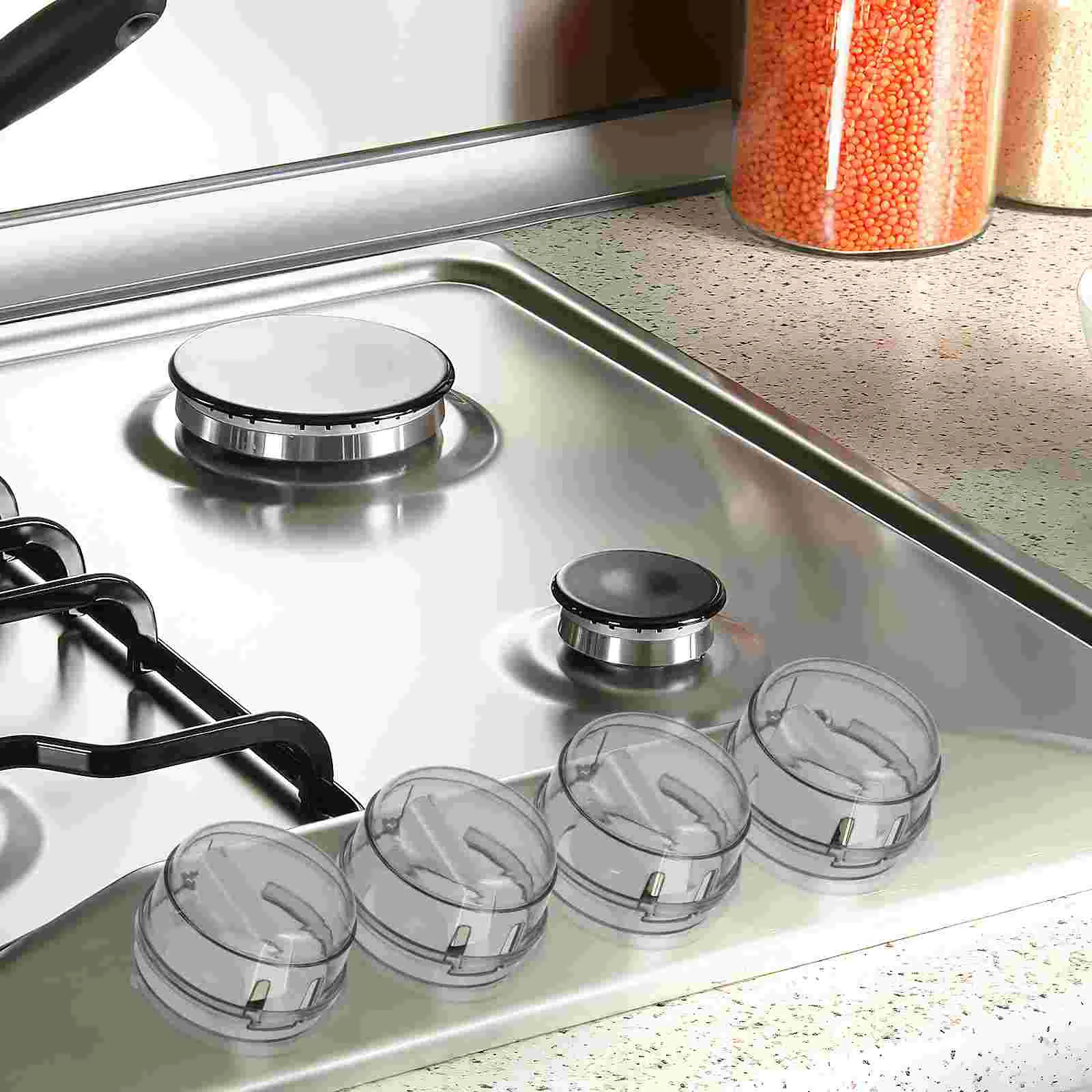 Protège-bouton de cuisinière de sécurité, couvre-bouton de cuisine, interrupteur de four, supports de couvercle en plastique gris, bébé vert