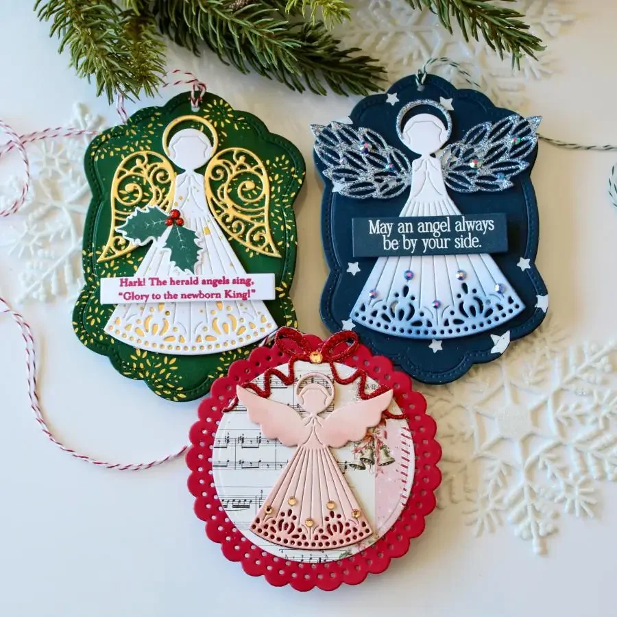 Christmas Tree Angelic Stained Glass Windows Metal Cutting Dies Hot Foil Stencil For DIY Scrapbook Diary Cut Make Card 2024 New