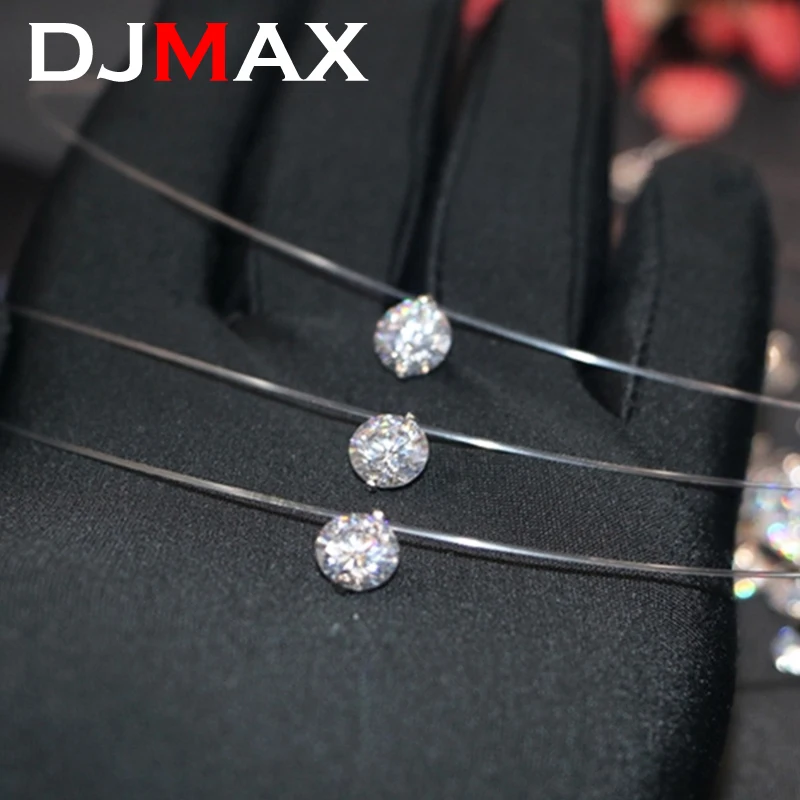 New DJMAX Moissanite Necklace For Women Trendy Original 925 Sterling Silver Elegant Lady's Pearl & Zircon Necklace