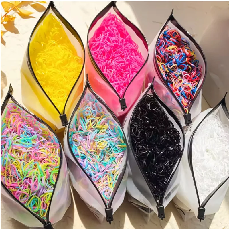 1000 sztuk/opakowanie Kolorowe Gumki do Włosów dla Dziewczynek Małe Jednorazowe Gumki do Włosów Opaski Dziecięce Gumki do Kucyków Akcesoria do Włosów dla Dzieci